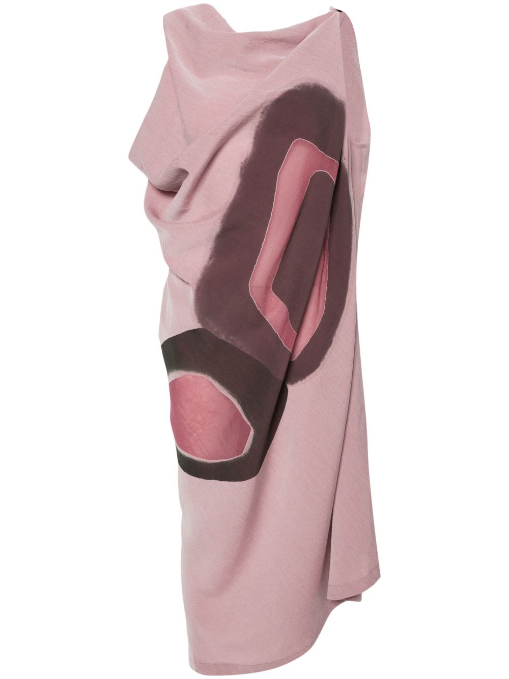 Issey Miyake 不对称抽象印花中长连衣裙 - 紫色