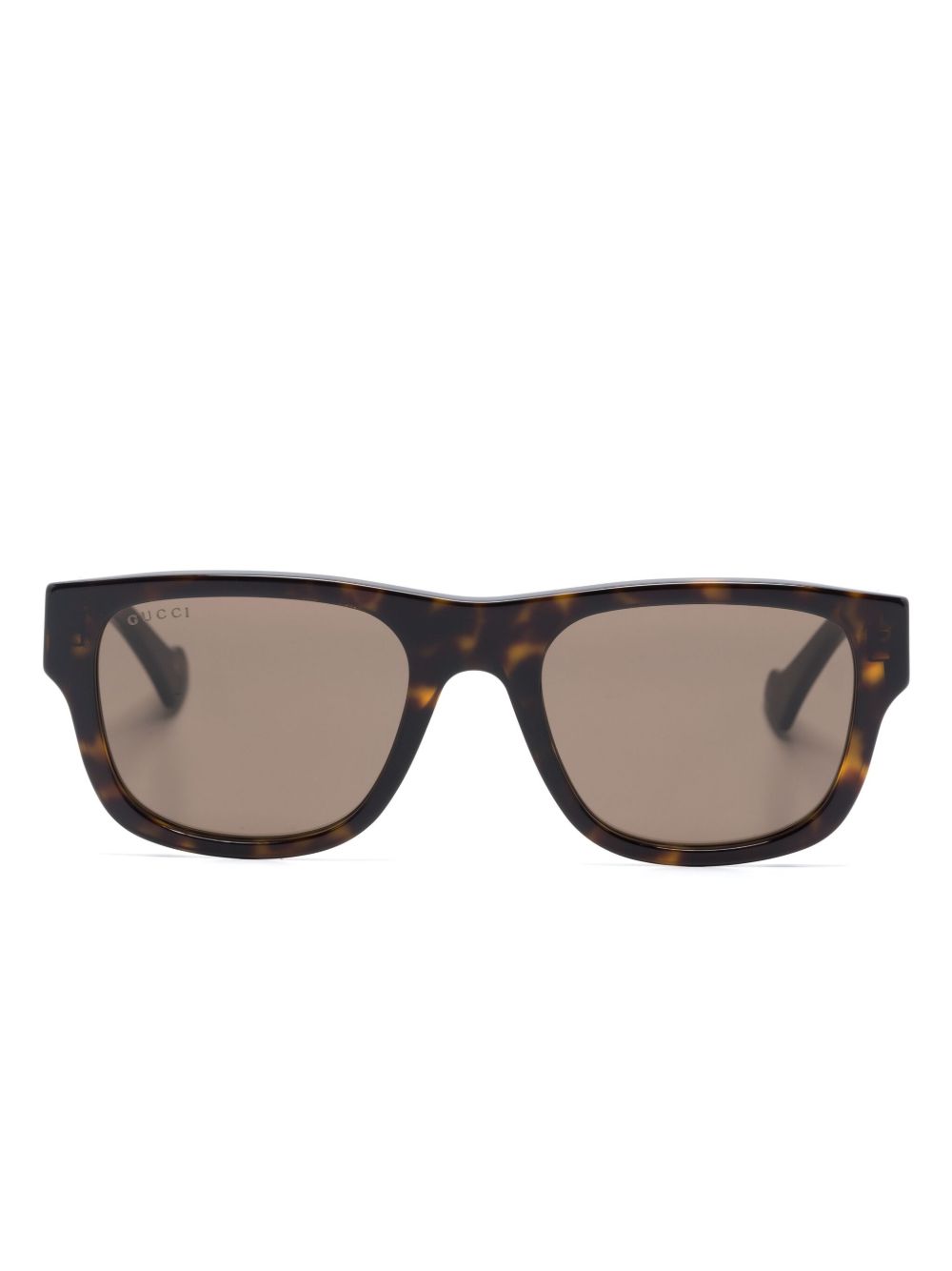Gucci Eyewear 玳瑁纹方框太阳眼镜 - 褐色