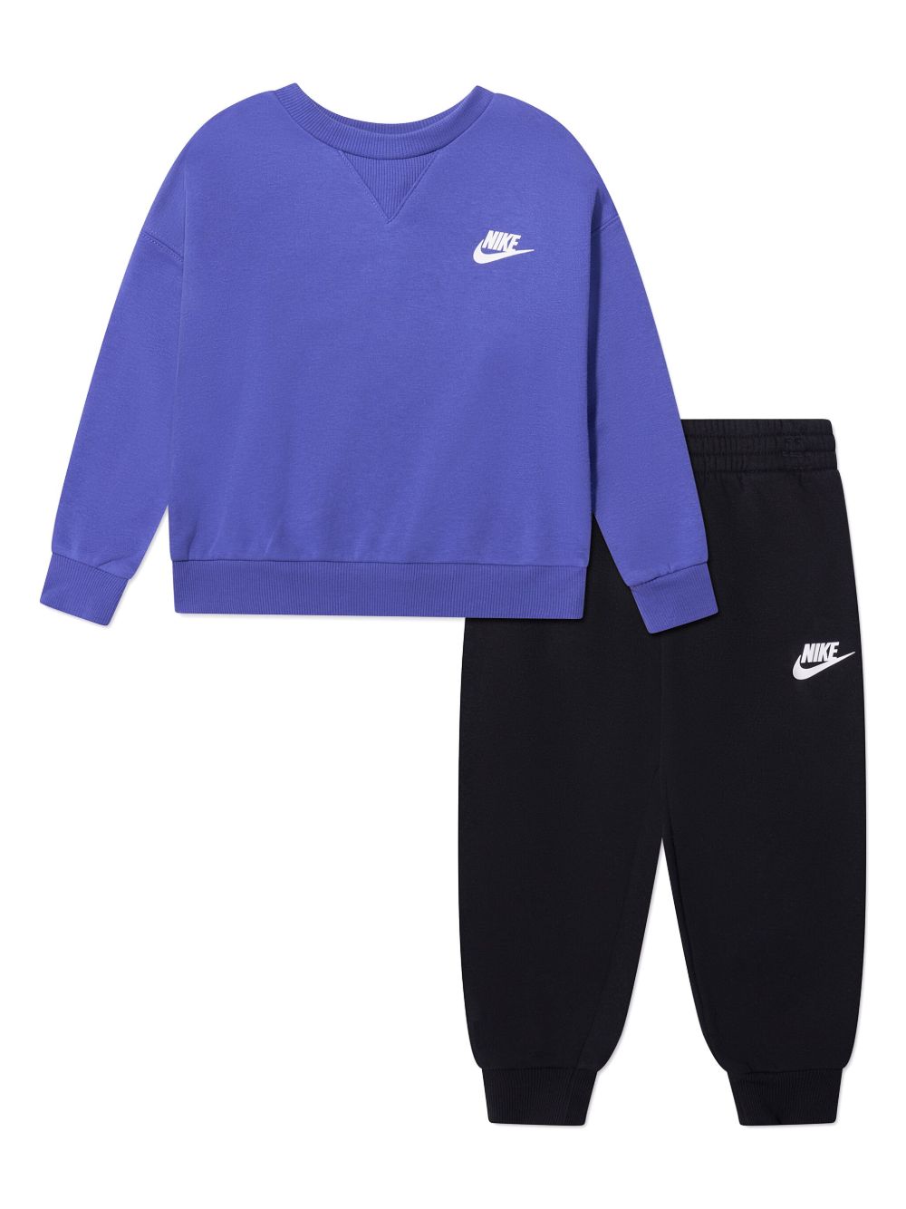 Nike Kids logo印花平纹针织运动套装 - 黑色
