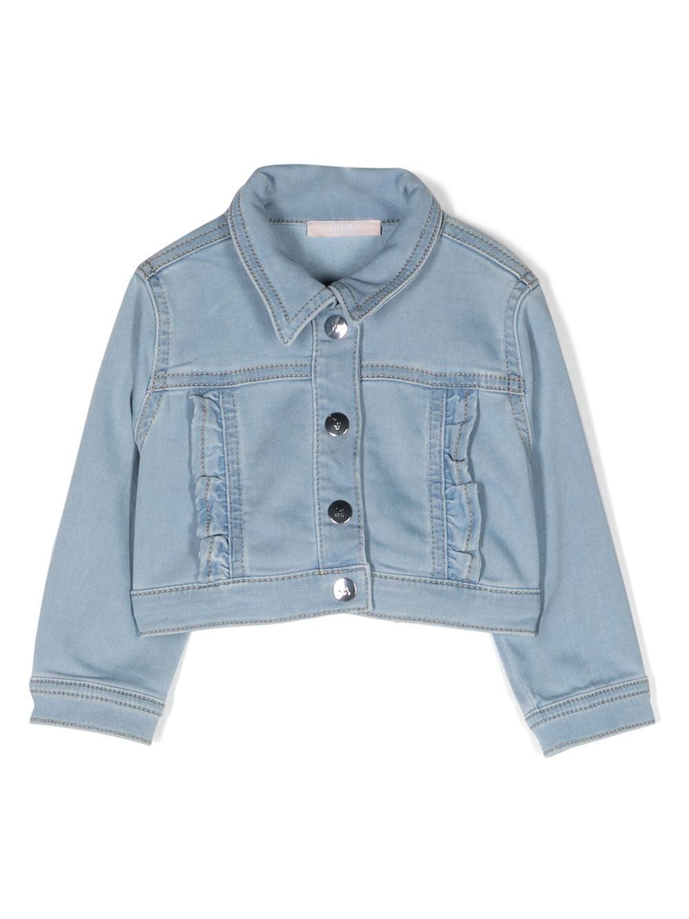 Liu Jo Kids 荷叶边饰牛仔夹克 - 蓝色