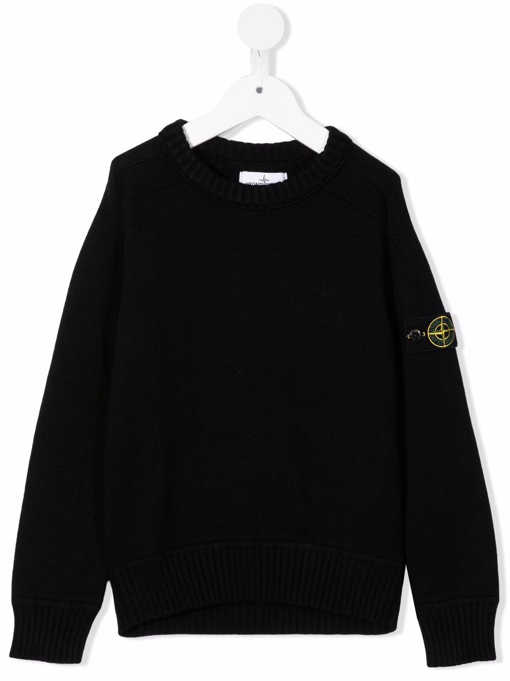 Stone Island Junior 标贴针织毛衣 - 黑色