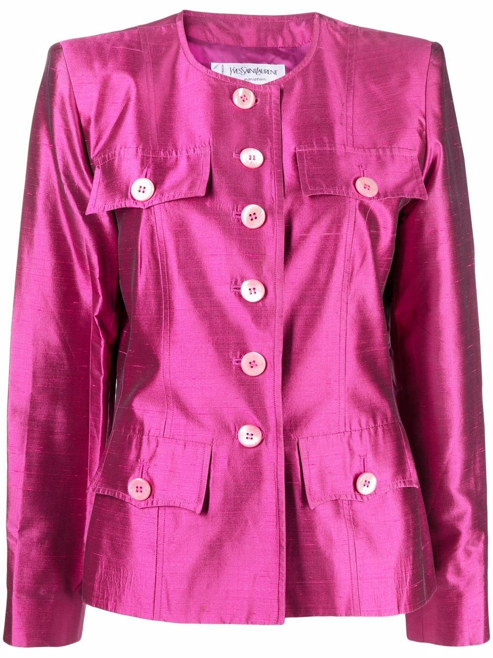Saint Laurent Pre-Owned 圣罗兰 单排扣真丝夹克（2000年代典藏款） - 粉色