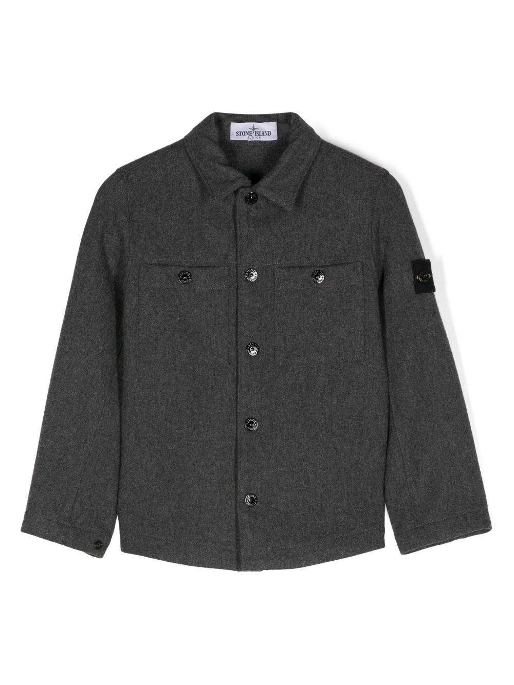 Stone Island Junior 罗盘徽章衬衫式夹克 - 灰色
