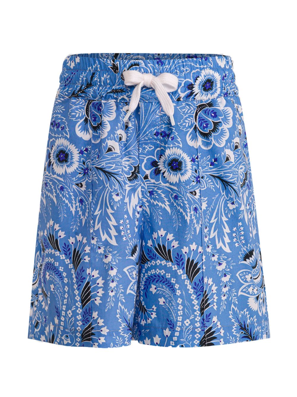 ETRO KIDS 佩斯理印花抽绳短裤 - 蓝色
