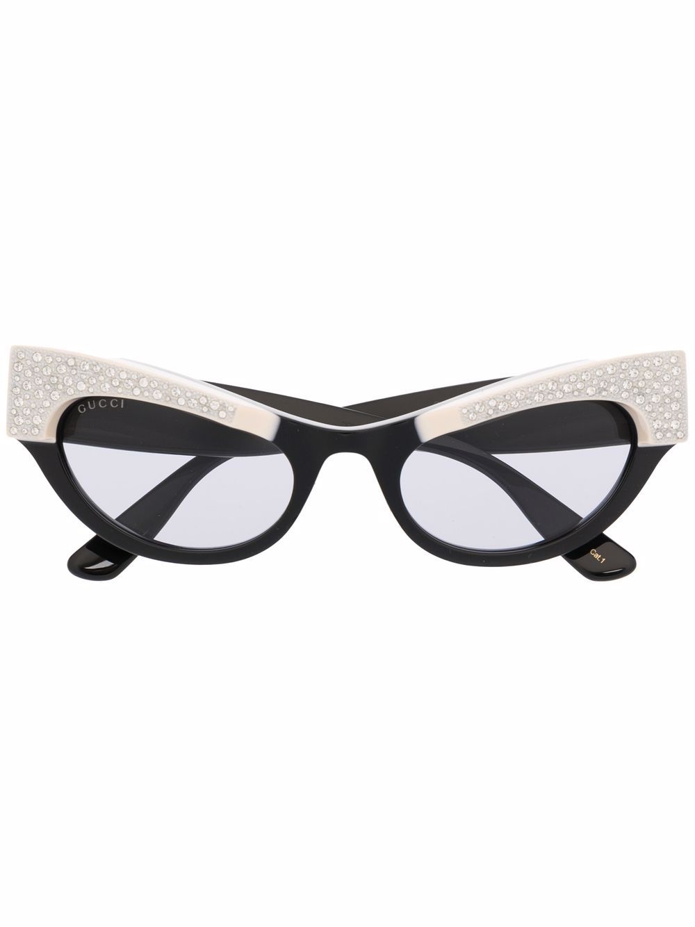 Gucci Eyewear 晶饰猫眼框太阳眼镜 - 黑色