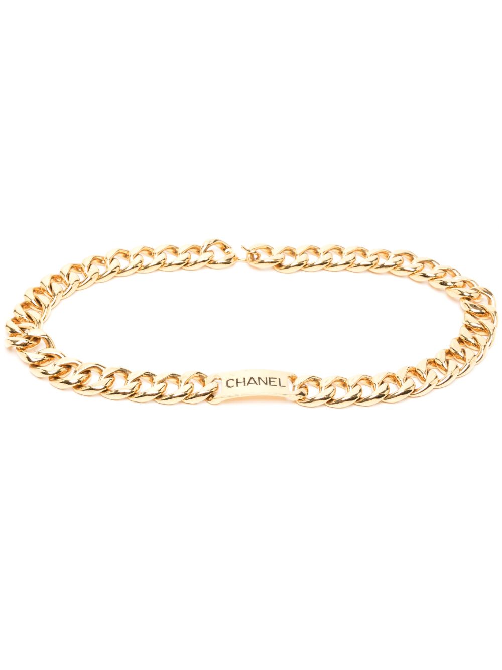CHANEL Pre-Owned logo标牌链式腰带（1990-2000年代典藏款） - 金色