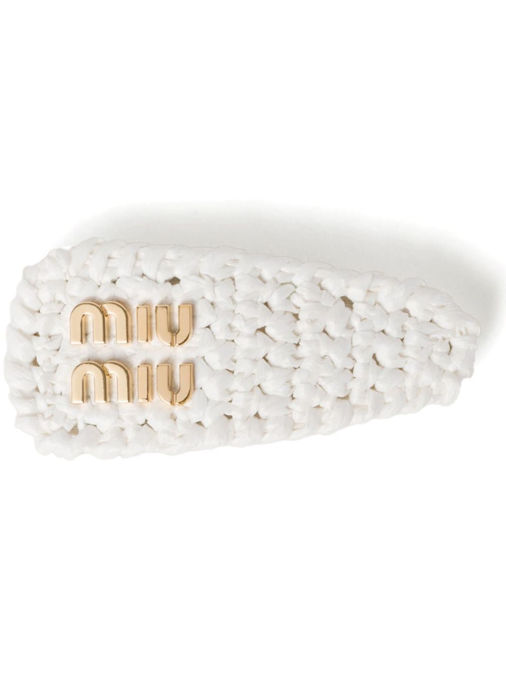 Miu Miu logo字母编织发夹 - 白色