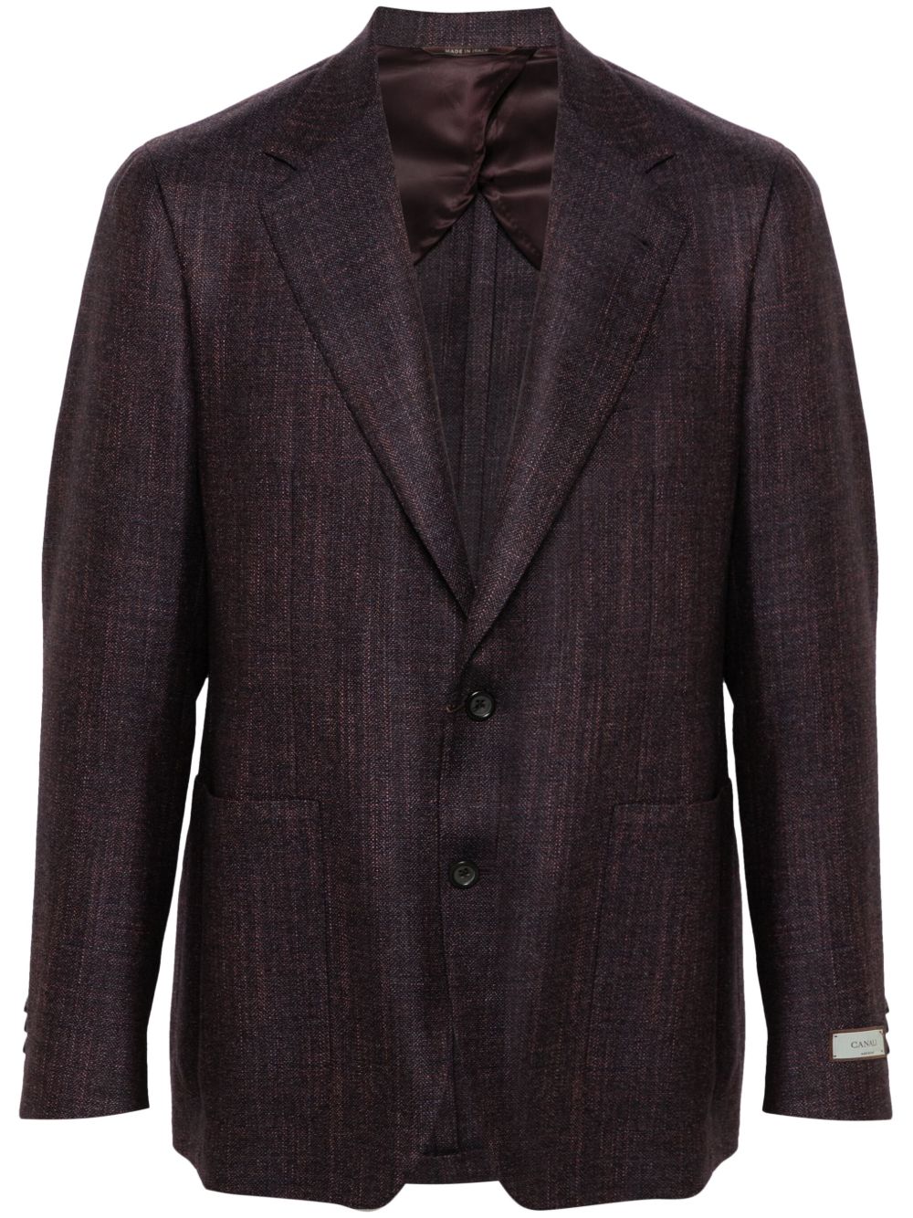 Canali 人字斜纹针织西装夹克 - 紫色
