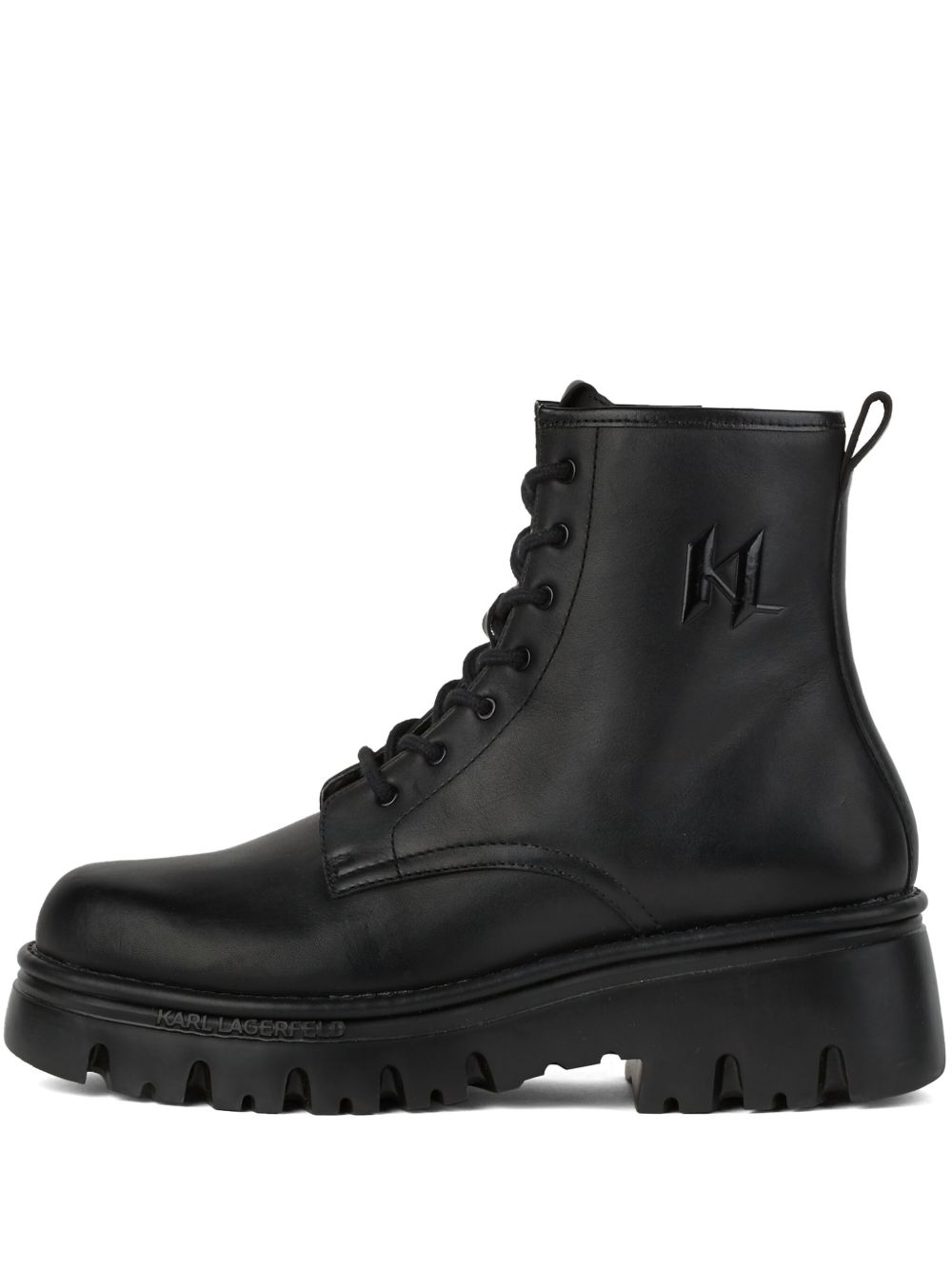 Karl Lagerfeld Monogram Kombat 皮质短靴 - 黑色