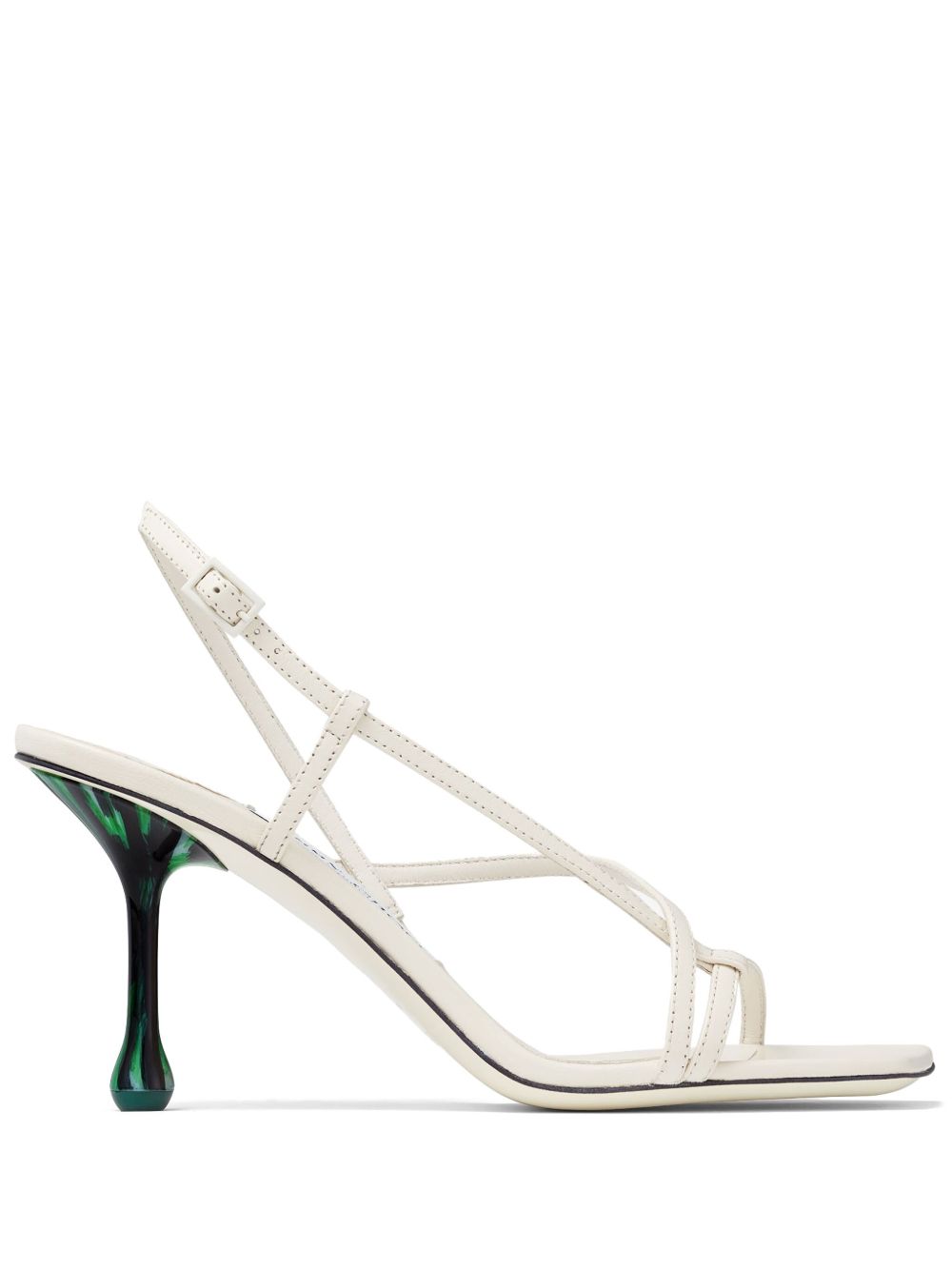 Jimmy Choo Etana 袢带皮质高跟凉鞋 - 白色