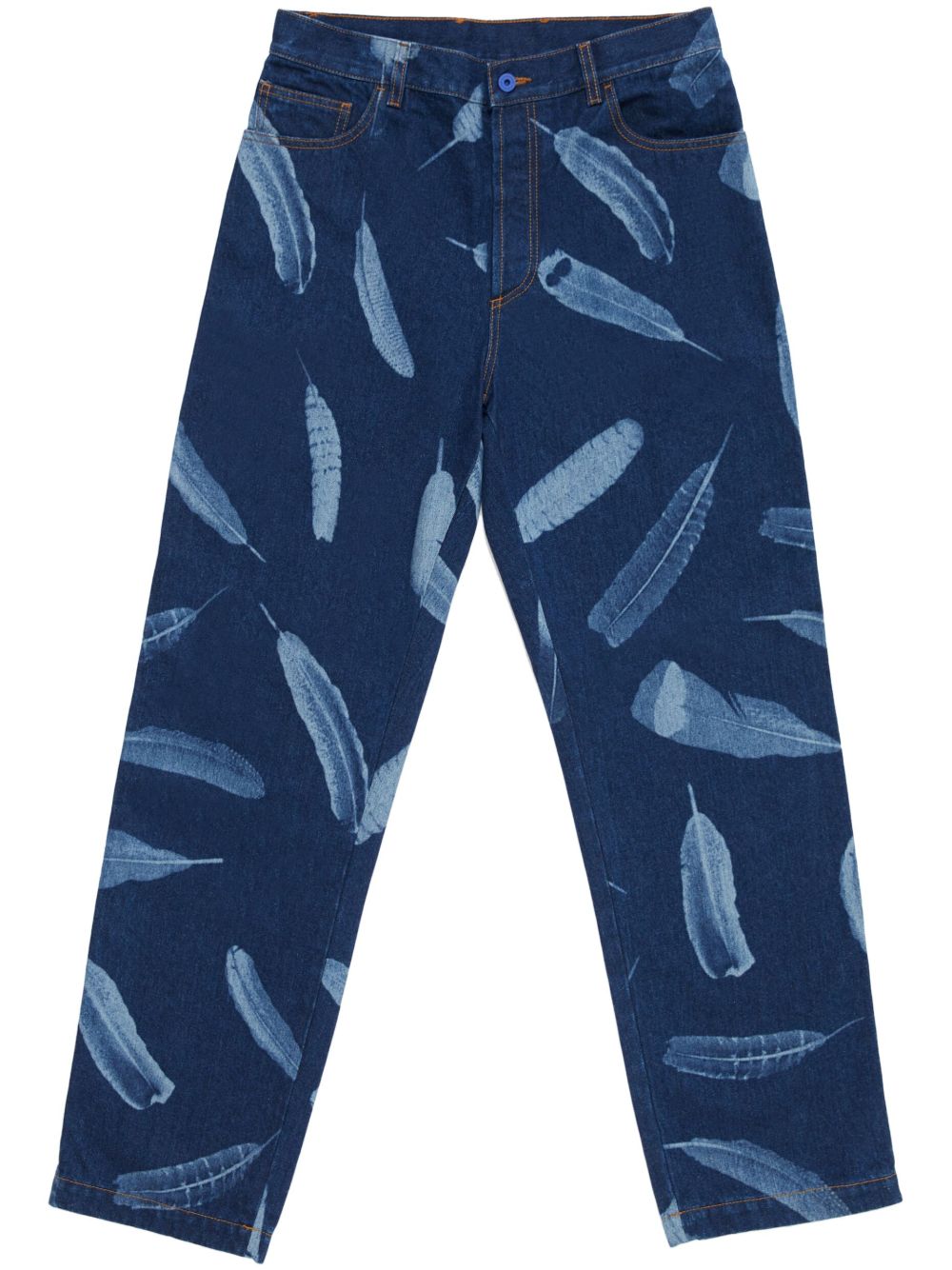 Marcelo Burlon County of Milan Feathers 直筒牛仔裤 - 蓝色