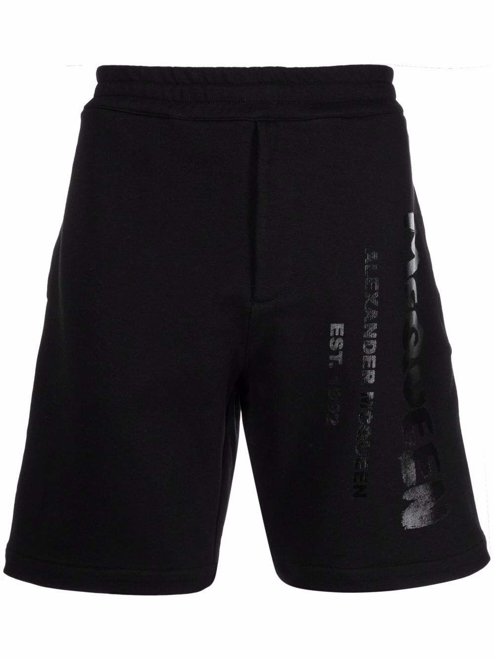 Alexander McQueen 亚历山大·麦昆 logo印花运动短裤 - 黑色