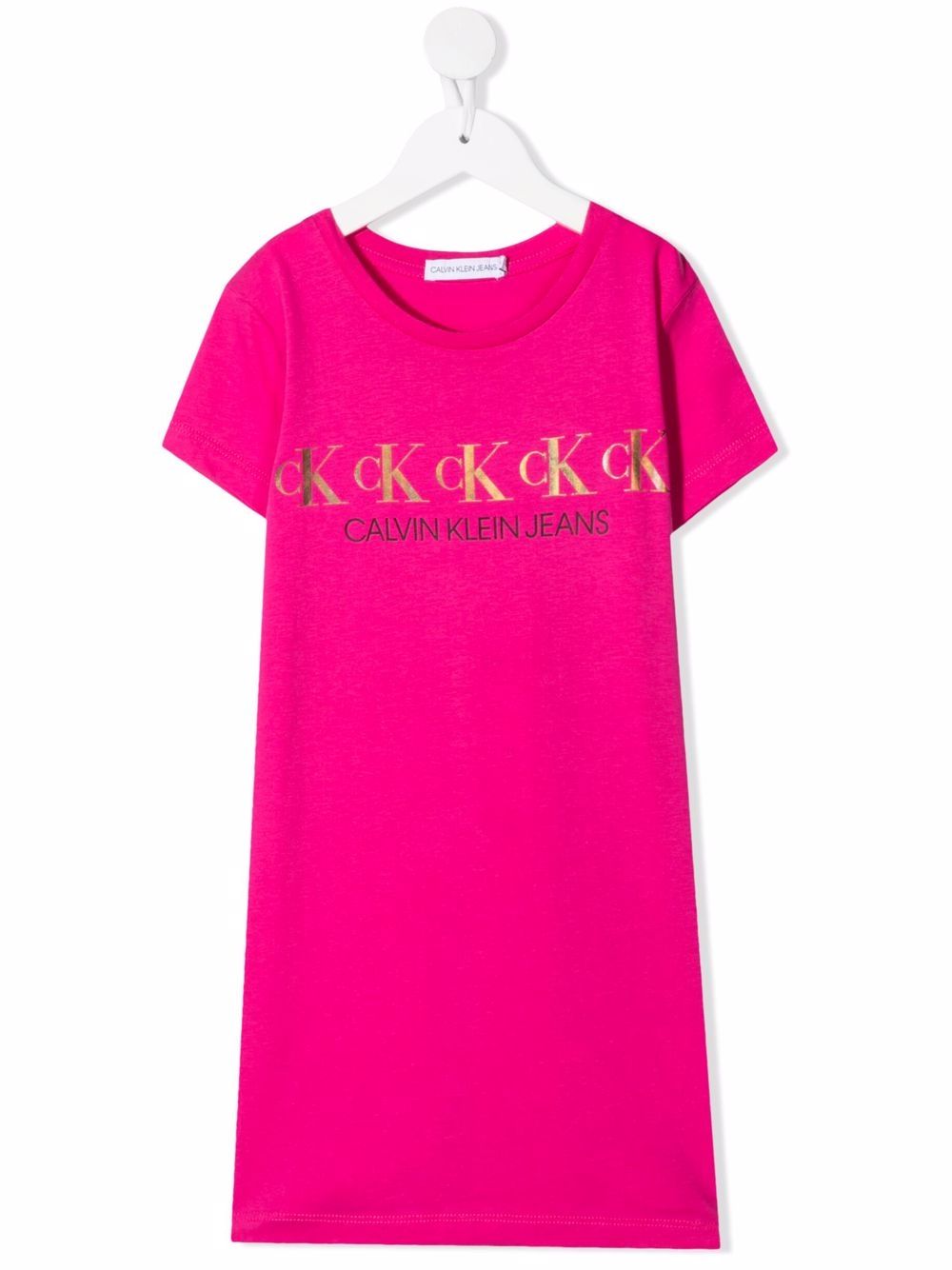 Calvin Klein Kids logo印花T恤式连衣裙 - 粉色