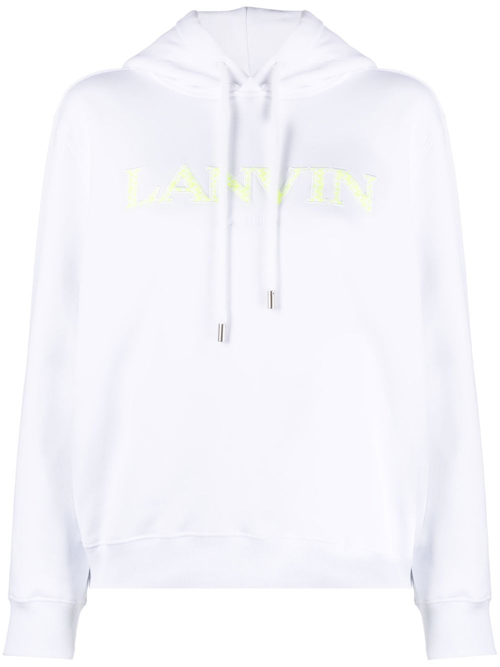 Lanvin logo刺绣棉连帽衫 - 白色