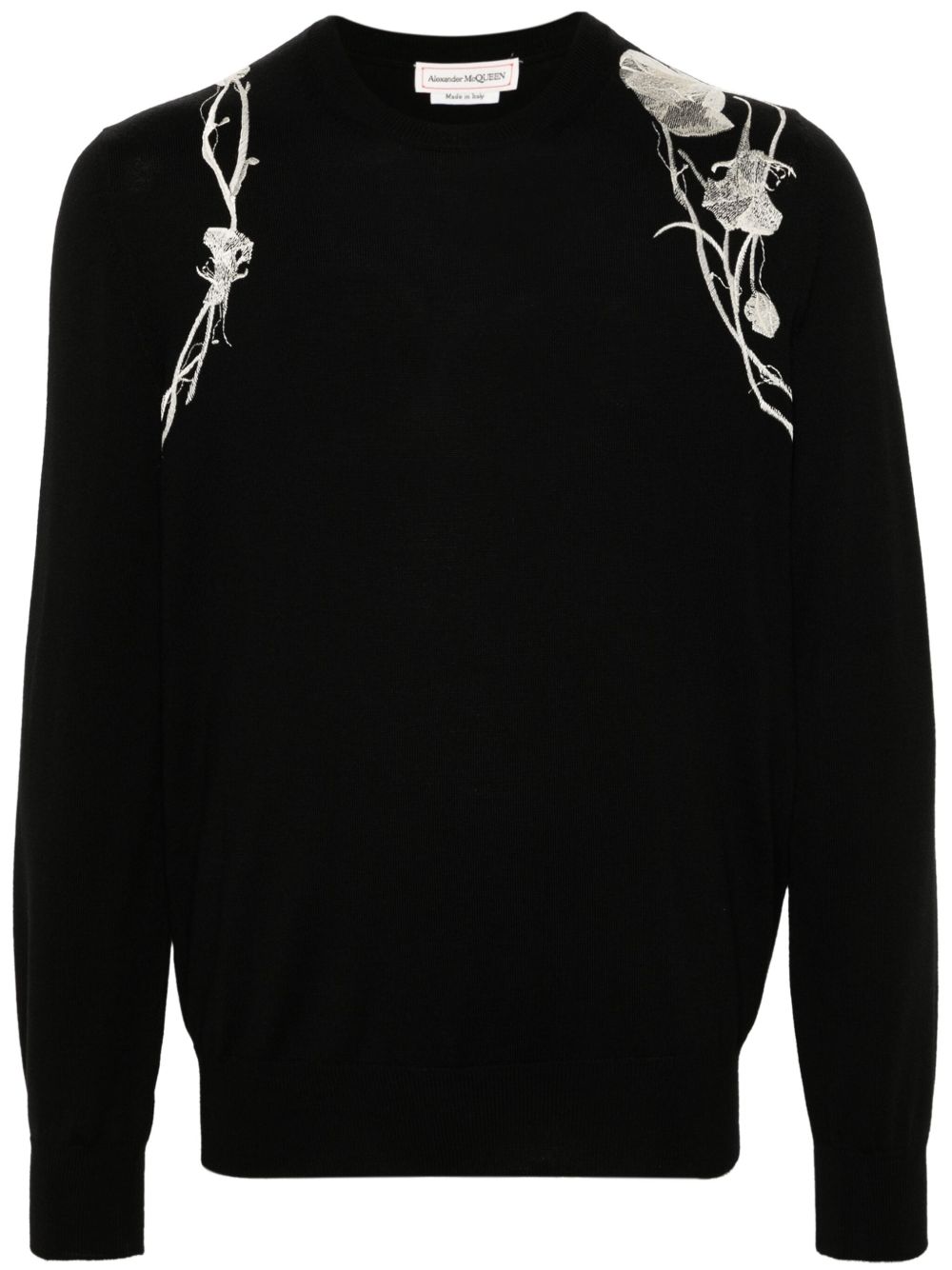 Alexander McQueen 压花花卉吊带毛衣 - 黑色