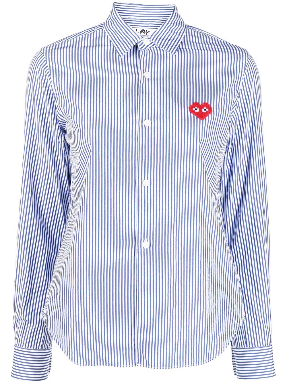 Comme Des Garçons 标贴条纹衬衫 - 蓝色