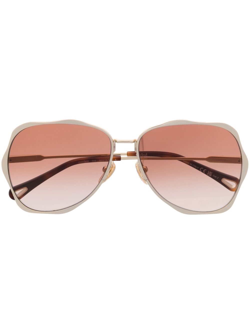 Chloé Eyewear Honore 飞行员镜框太阳眼镜 - 金色