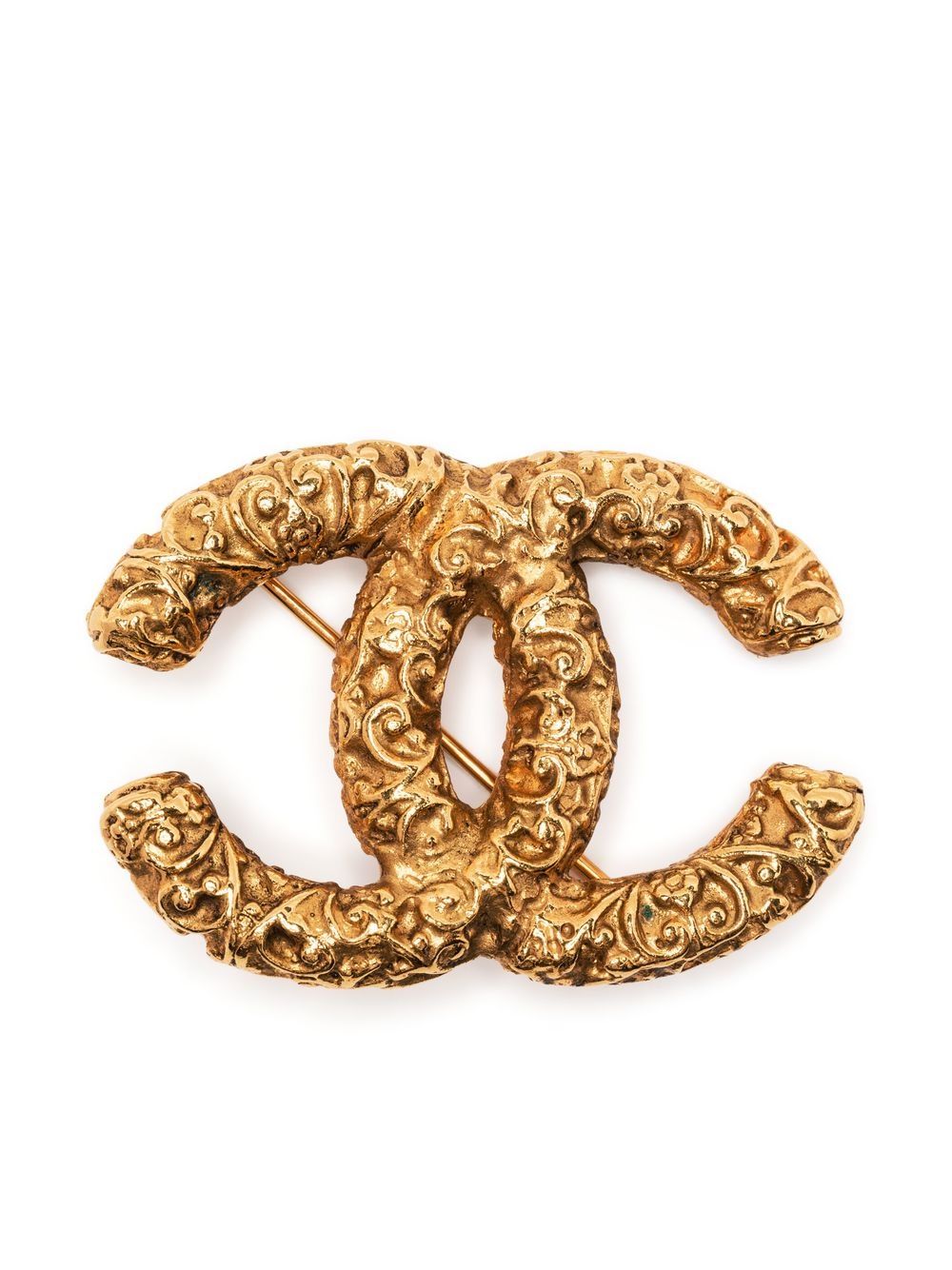CHANEL Pre-Owned CC 凹凸纹理效果胸针（1993年典藏款） - 金色