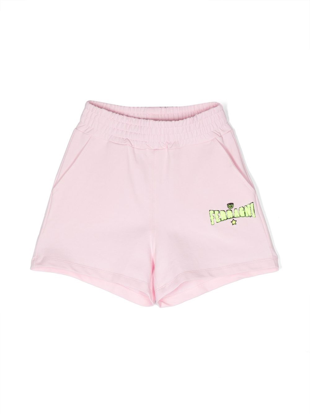 Chiara Ferragni Kids logo刺绣运动短裤 - 粉色
