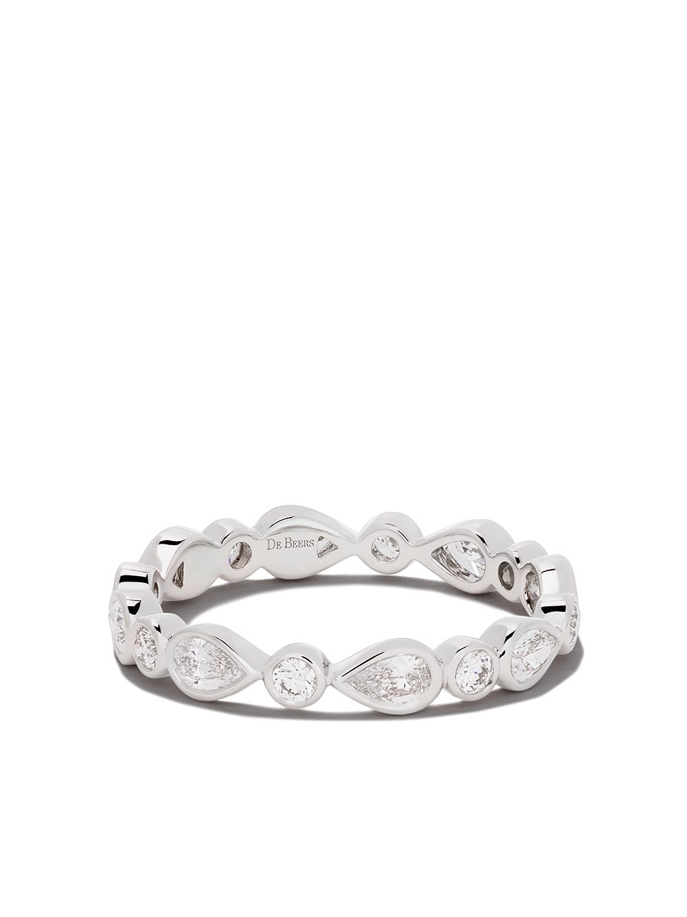 De Beers Jewellers 18k白金花瓣造型钻石指环 - 银色