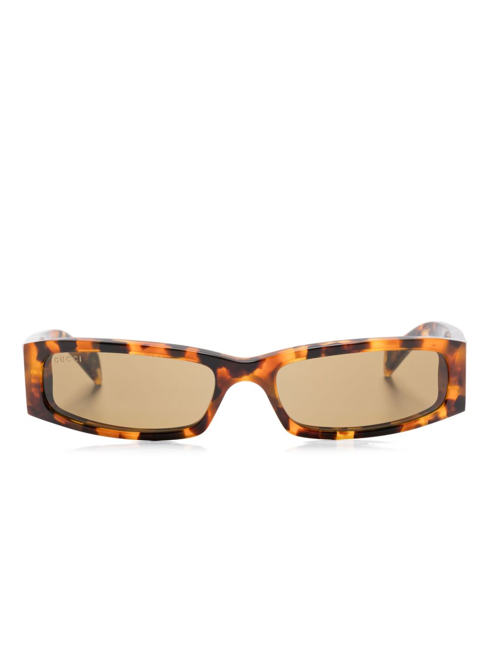 Gucci Eyewear 长方形框太阳眼镜 - 褐色