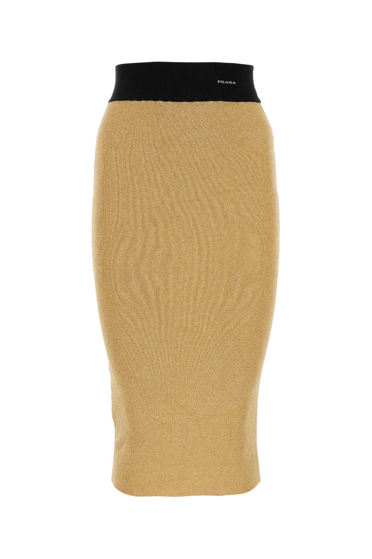Prada Gold Blend Viscose Stretch Skirt