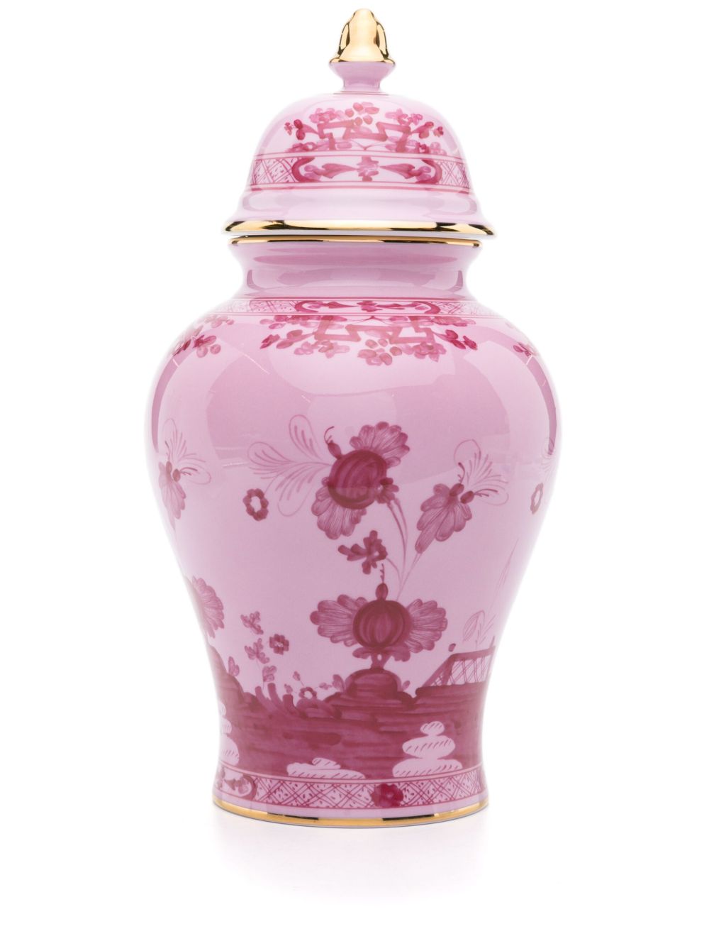 GINORI 1735 Oriente Italiano 带盖瓷瓶（31厘米） - 粉色