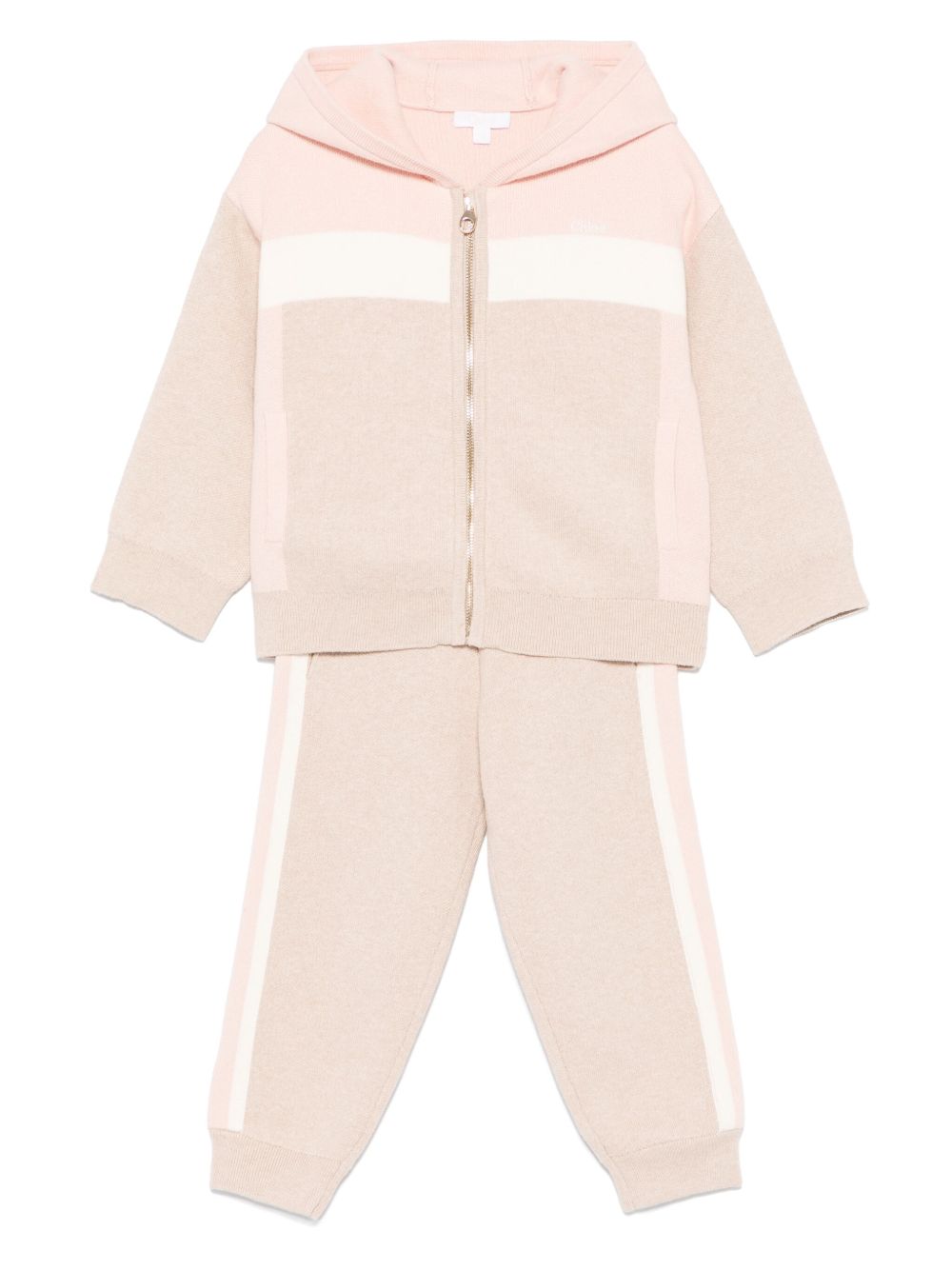 Chloé Kids logo刺绣运动套装 - 中性色