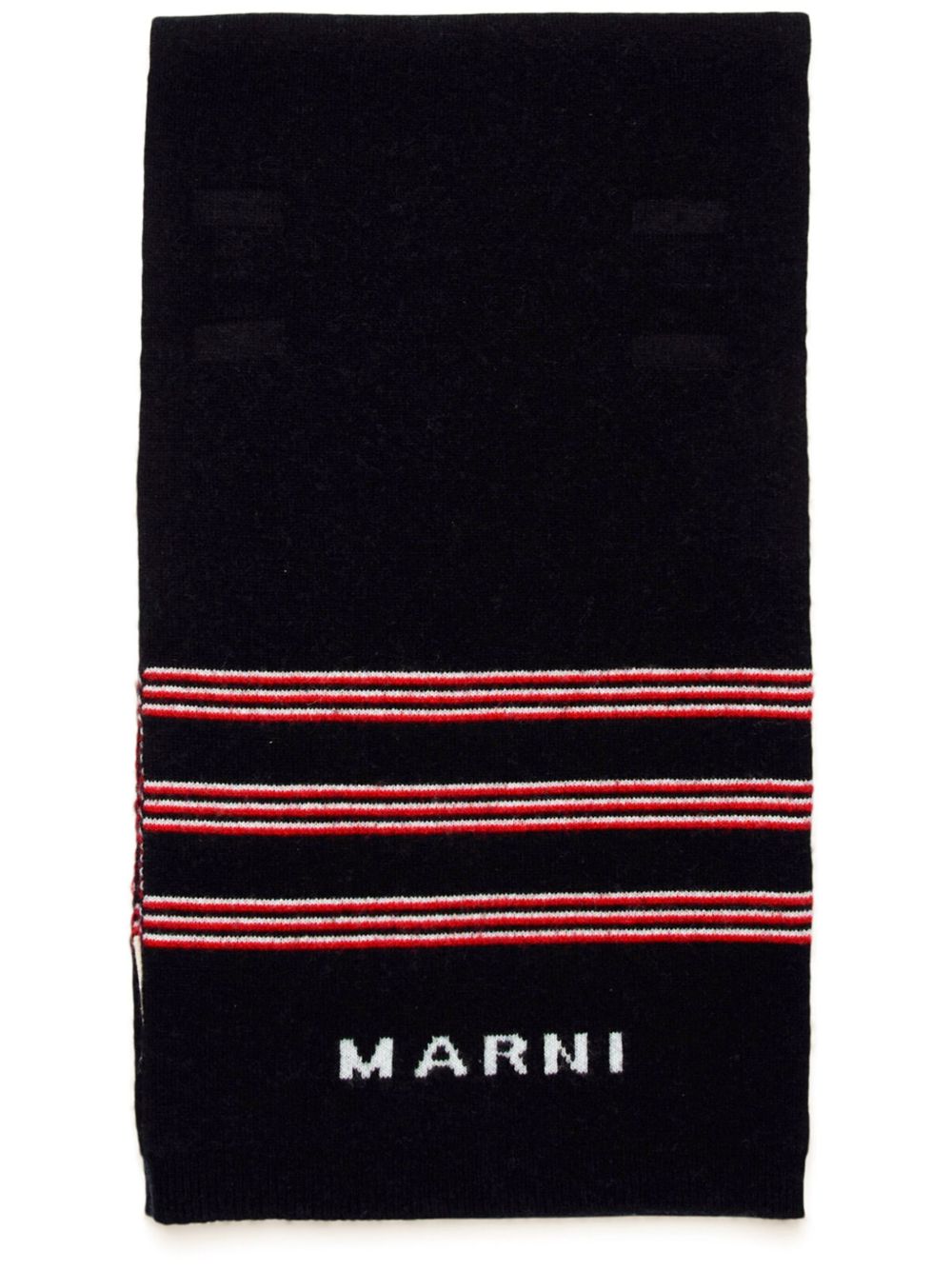 Marni Kids 条纹细节针织围巾 - 黑色