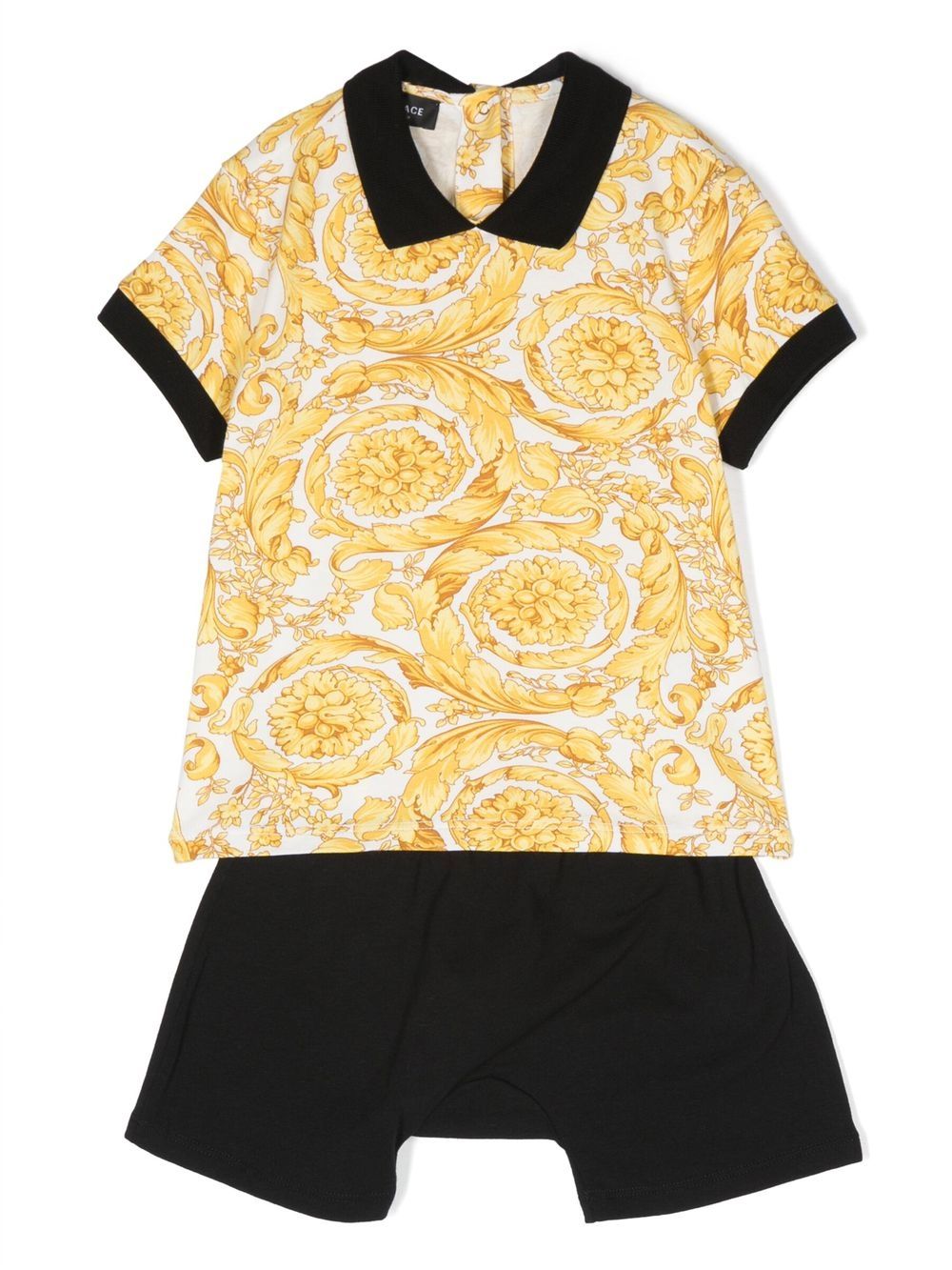 Versace Kids 巴洛克图案印花套装 - 白色