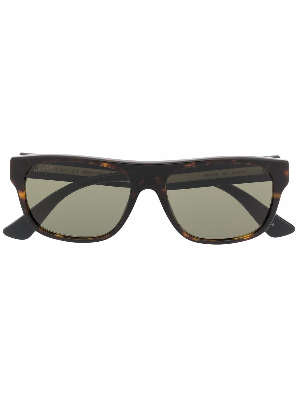 Gucci Eyewear 金属感侧玳瑁纹方框太阳眼镜 - 褐色