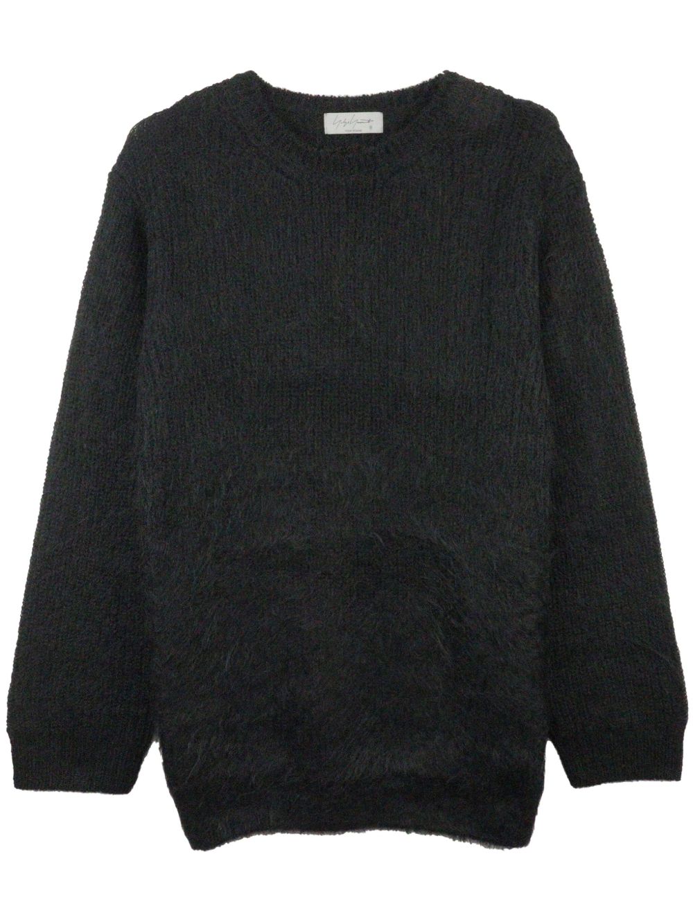 Yohji Yamamoto 抓绒纹理圆领毛衣 - 黑色