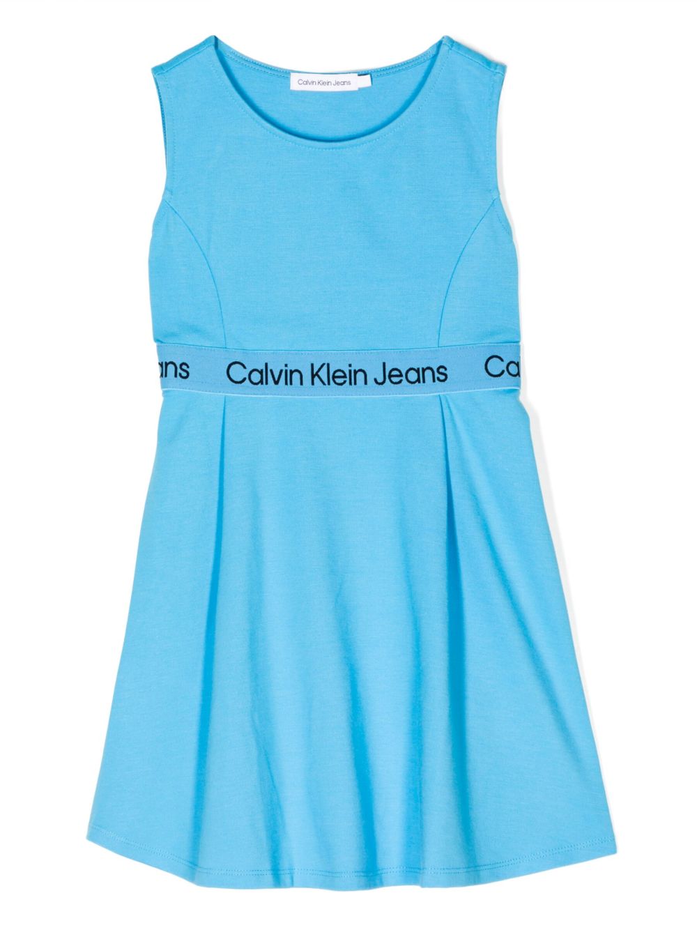 Calvin Klein Kids logo边饰细节无袖连衣裙 - 蓝色