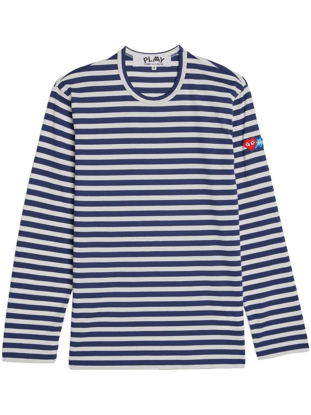 Comme Des Garçons Play logo贴花条纹T恤 - 蓝色