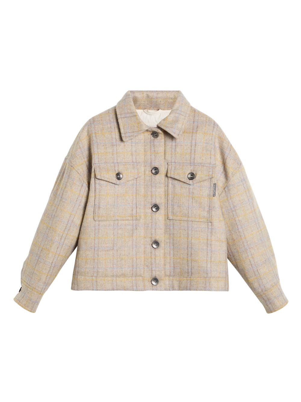 Brunello Cucinelli Kids 搭扣填充夹克 - 中性色