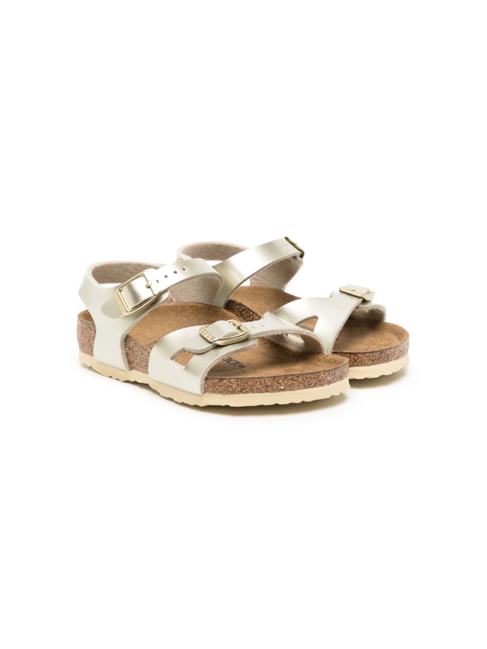 Birkenstock Kids Rio 双带金属感凉鞋 - 金色
