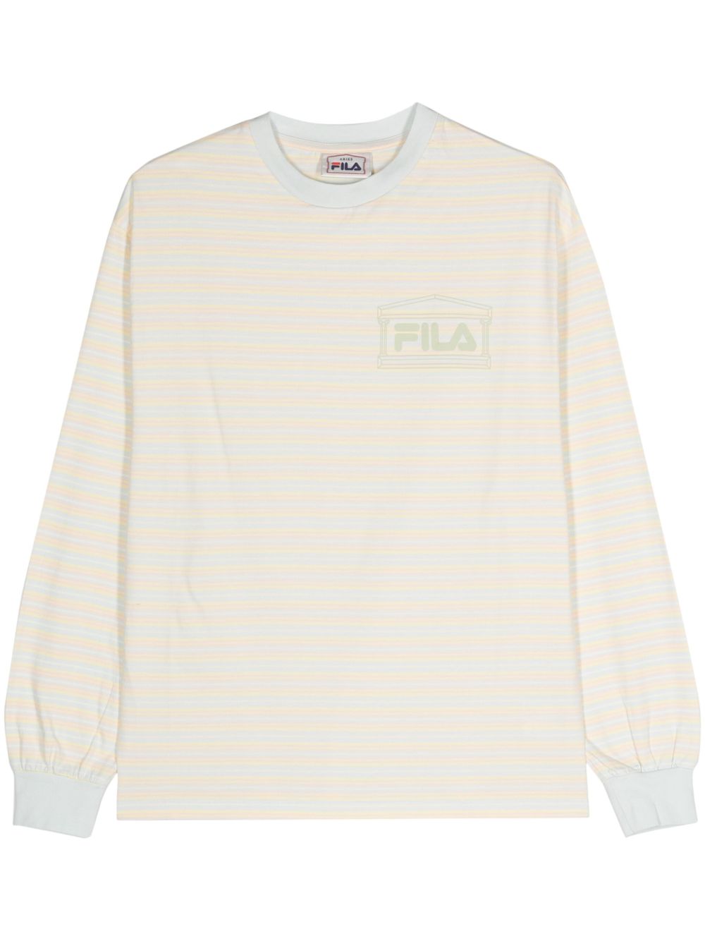 Fila logo印花条纹T恤 - 黄色