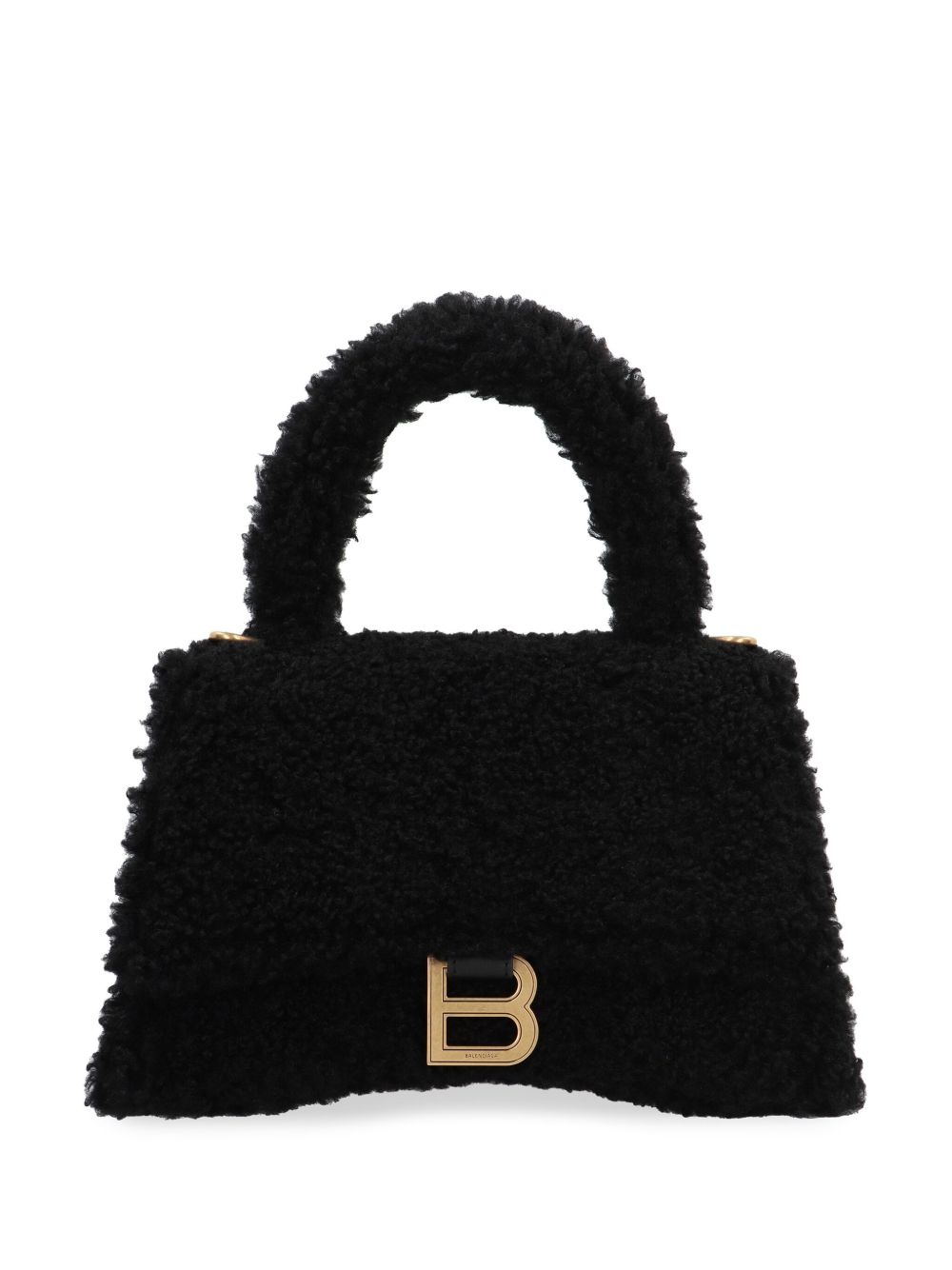 Balenciaga Hourglass 毛茸茸手提包 - 黑色