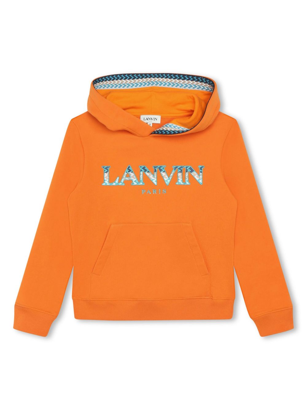 Lanvin Enfant logo印花棉连帽衫 - 橘色