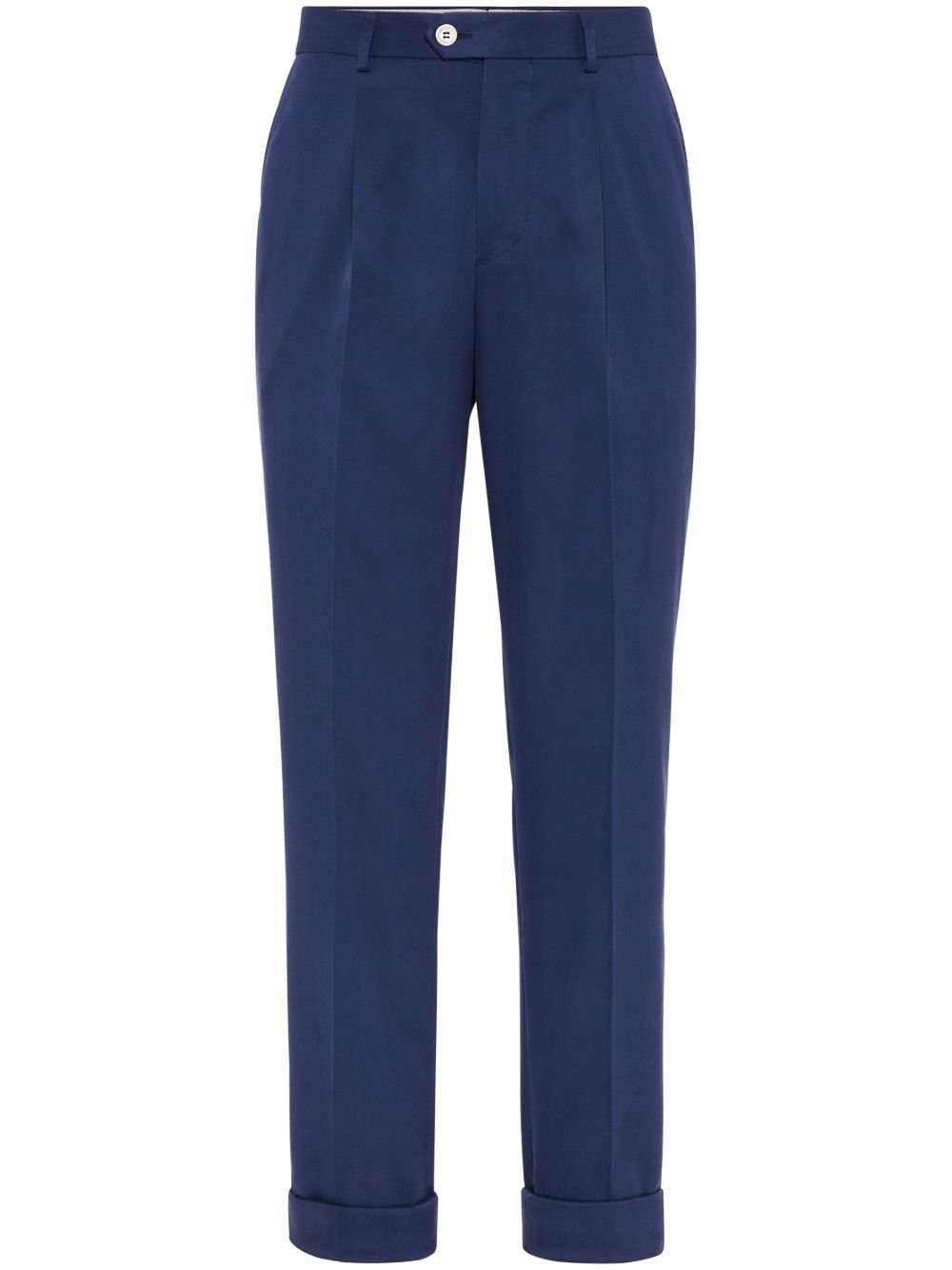 Brunello Cucinelli 斜纹布长裤 - 蓝色