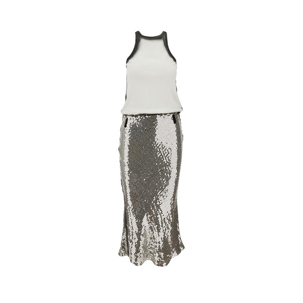 THE ATTICO Jersey and sequins midi dress Woman 42
