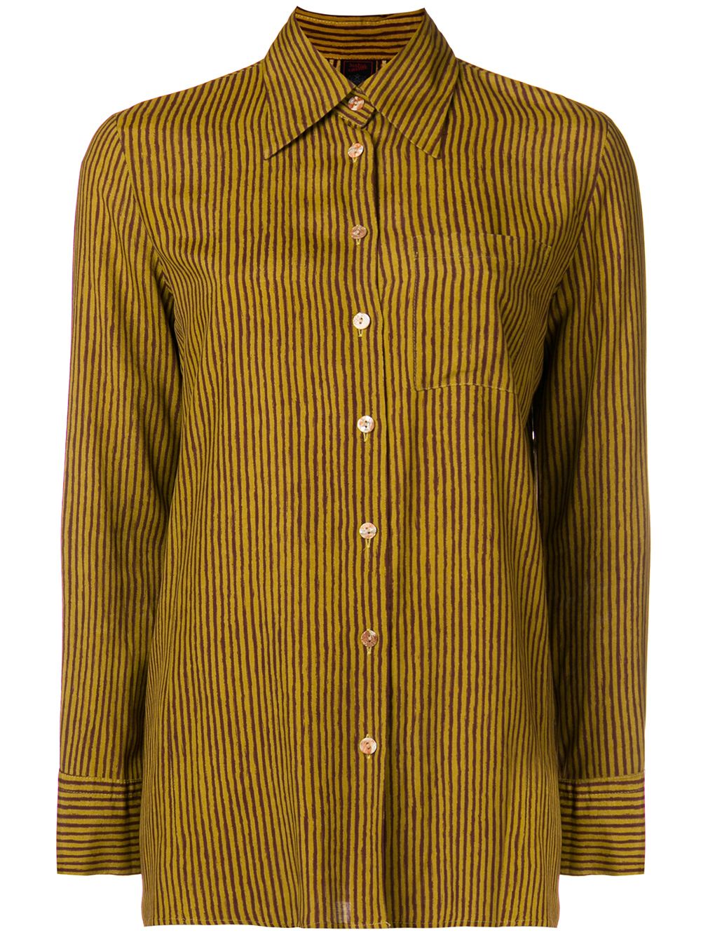 Jean Paul Gaultier Pre-Owned 古着条纹长袖衬衫 - 绿色
