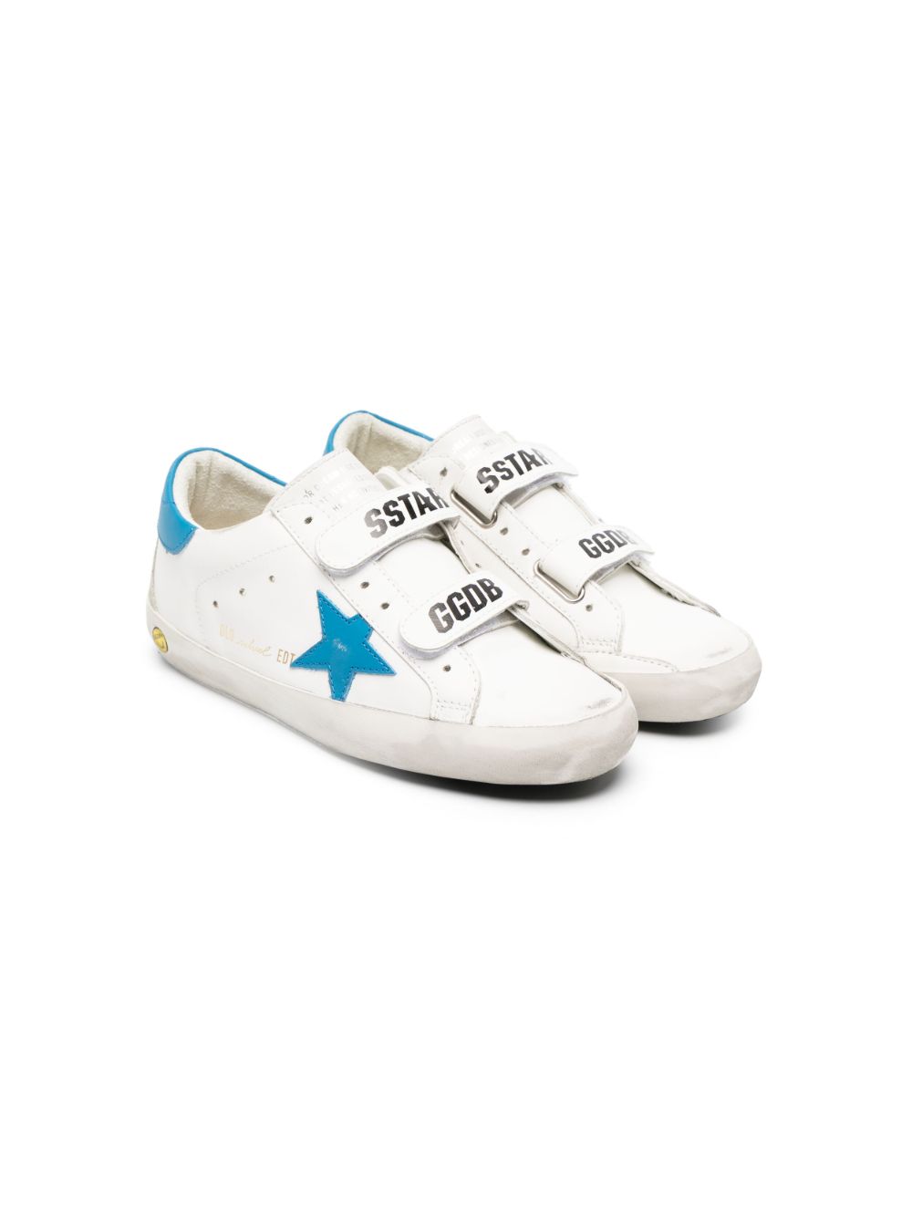 Golden Goose Kids Old School 星星贴花低帮皮质板鞋 - 白色