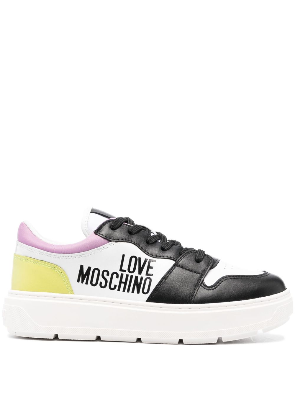 Love Moschino logo印花拼色运动鞋 - 白色