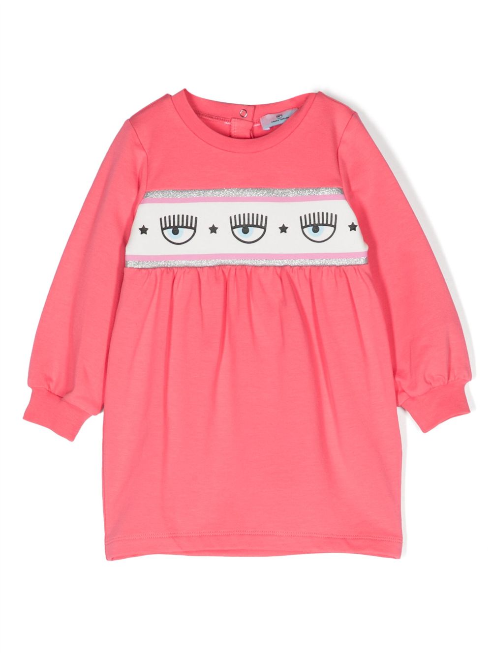 Chiara Ferragni Kids Eyelike 图案长袖连衣裙 - 粉色