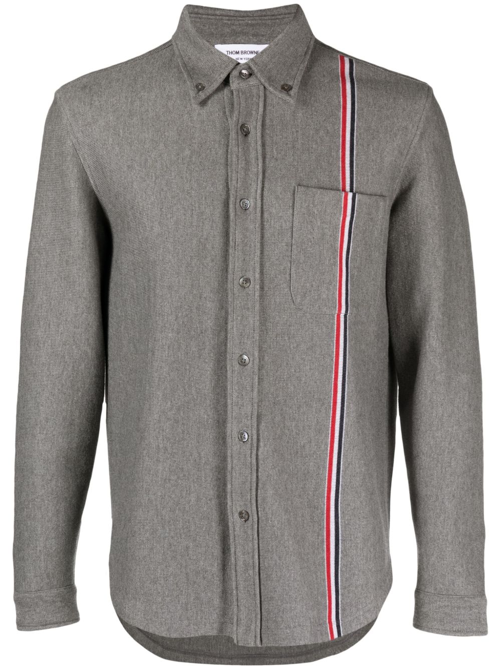 Thom Browne 红白蓝条纹棉夹克式衬衫 - 灰色