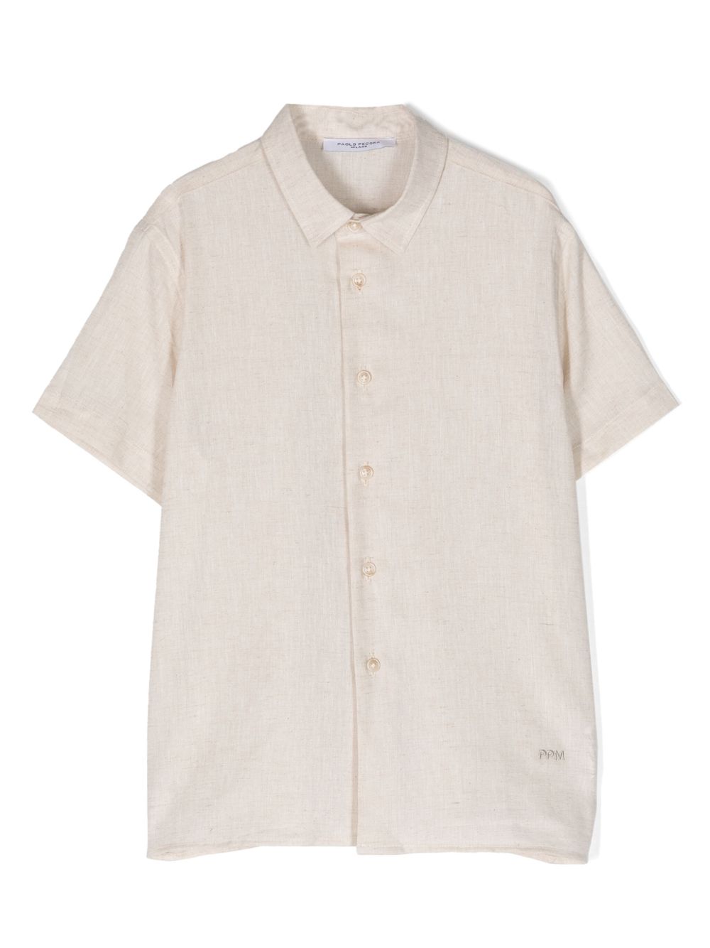 Paolo Pecora Kids 刺绣logo经典领衬衫 - 中性色