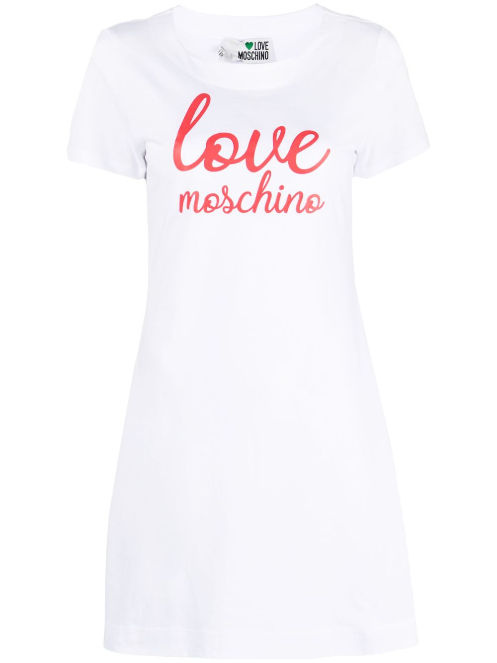 Love Moschino logo印花棉T恤式连衣裙 - 白色