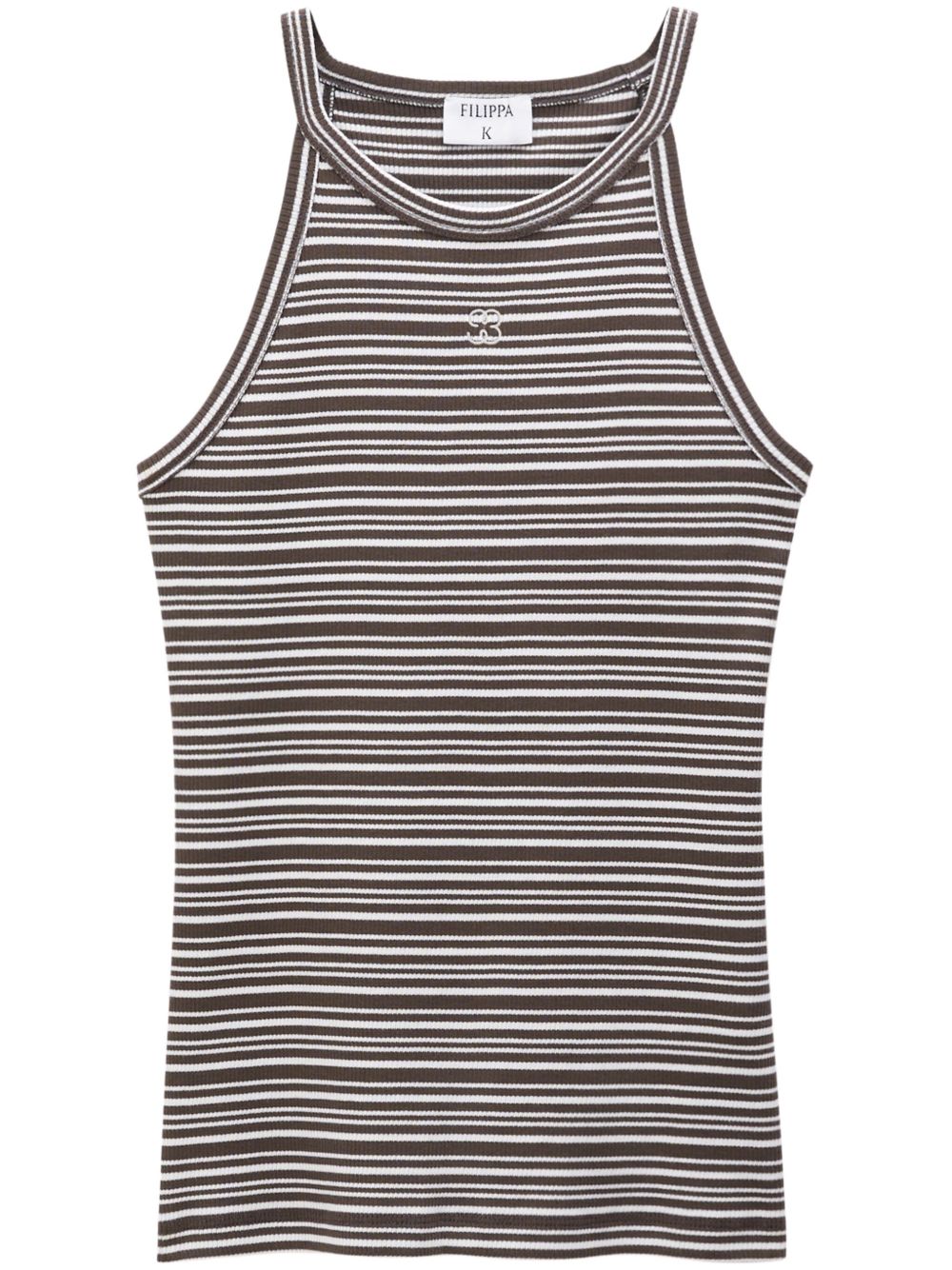 Filippa K 经典logo刺绣条纹坦克背心 - 褐色