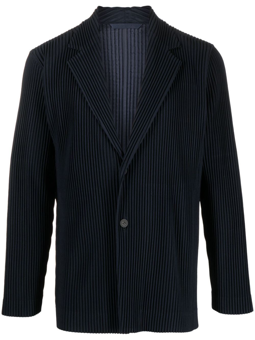 Homme Plissé Issey Miyake 梯形翻领褶饰西装夹克 - 蓝色
